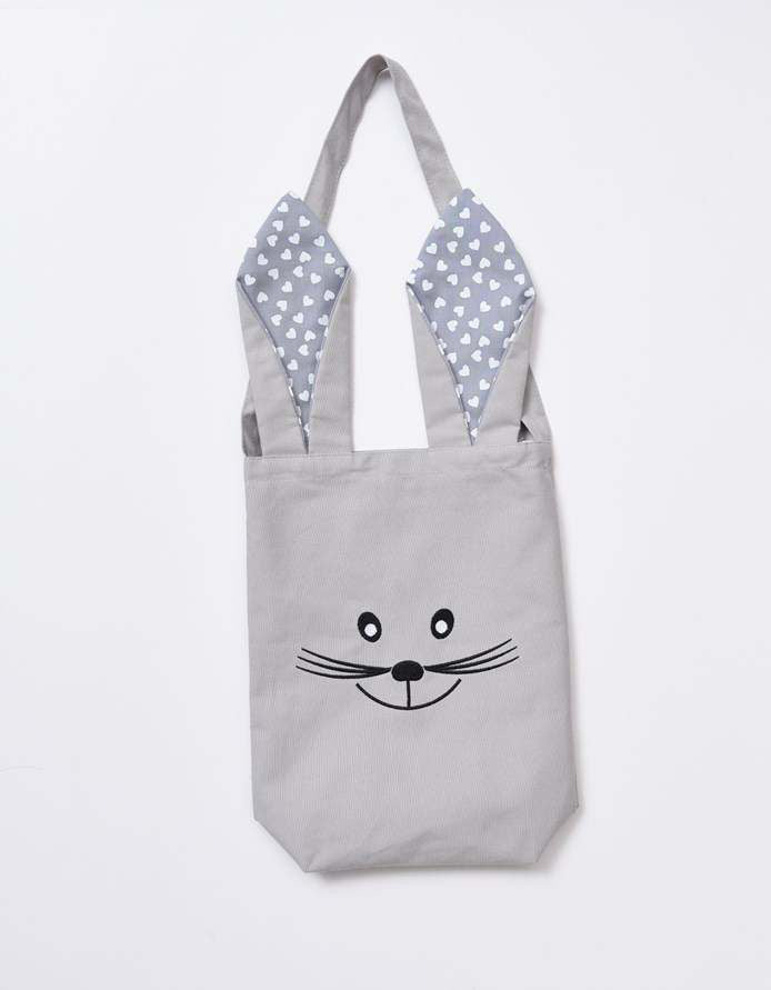 Grey Heart Ear Easter Bag